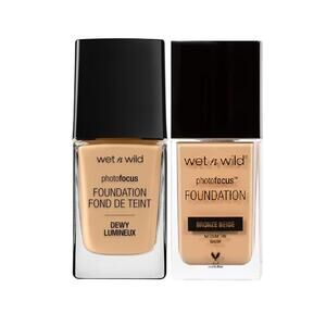New 2 Pack Wet n Wild Bronze Beige Photo Focus Dewy & Matte Liquid Foundation